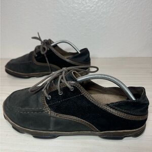 Men’s Olukai Kupa’a Black Leather and Suede Lace Up Size 10